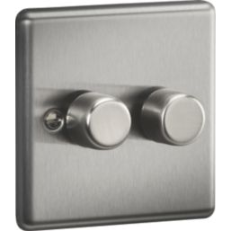 Knightsbridge  2-Gang 2-Way LED Intelligent Dimmer Switch  Brushed Chrome