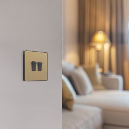 British General Evolve 20 A 16AX 2-Gang 2-Way Light Switch  Satin Brass with Black Inserts