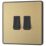 British General Evolve 20 A 16AX 2-Gang 2-Way Light Switch  Satin Brass with Black Inserts