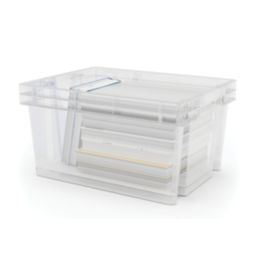 Essentials 15Ltr 283mm x 390mm x 200mm Transparent Storage Box 4 Pack