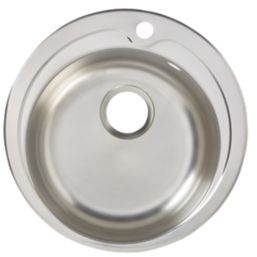 Essentials  1 Bowl Stainless Steel Round Kitchen Sink 485mm x 485mm