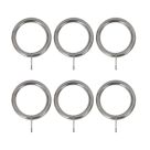 Renaissance Brushed Nickel Metal Curtain Rings 19mm 6 Pack