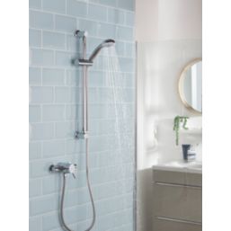 Bristan Strato Rear-Fed Exposed Chrome Thermostatic Mini-Valve Mixer Shower with Adjustable Riser Kit