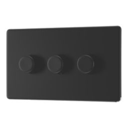 LAP  3-Gang 2-Way LED Dimmer Switch  Matt Black with Colour-Matched Inserts
