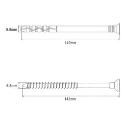 Easyfix  Nylon & Steel Countersunk Head Hammer Fixings 10mm x 140mm 50 Pack