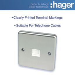 Hager Sollysta WRBTSBSW 1-Gang Slave Brushed Steel with White Inserts
