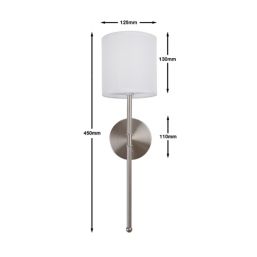 UME  Multi Colour Rechargeable LED Silver Wall Lights with Drum Shade 4.9W 200lm 2 Pack