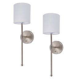 UME  Multi Colour Rechargeable LED Silver Wall Lights with Drum Shade 4.9W 200lm 2 Pack