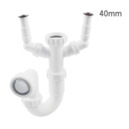 Flomasta P Trap w/ Dual Appliance Inlet White 48mm