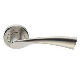 Serozzetta Breeze Fire Rated Lever on Rose Door Handles Pair Satin Chrome