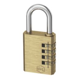 Smith & Locke   Closed Shackle Combination  Padlock Brass 50mm