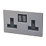 LAP  13A 2-Gang SP Switched Plug Socket Slate-Effect  with Black Inserts