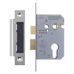 Smith & Locke Fire Rated  Nickel-Plated Euro Profile Sashlock 64mm Case - 44mm Backset