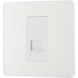 British General Evolve 1-Gang Slave Telephone Socket Pearlescent White with White Inserts