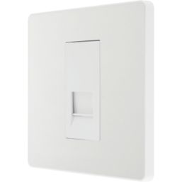 British General Evolve 1-Gang Slave Telephone Socket Pearlescent White with White Inserts