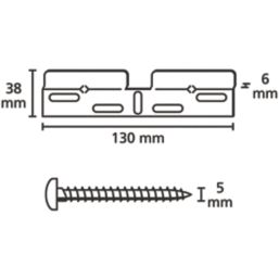 Suki Cabinet Suspension Rails Silver 130mm x 38mm x 6mm 2 Pack