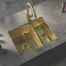 ETAL Elite 1.5 Bowl Stainless Steel Inset / Undermount Kitchen Sink Brushed Brass 555mm x 440mm