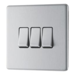LAP  20A 16AX 3-Gang 2-Way Light Switch  Brushed Stainless Steel
