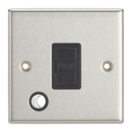 Contactum iConic 13A Unswitched Fused Spur & Flex Outlet  Brushed Steel with Black Inserts