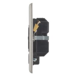 Contactum iConic 13A Unswitched Fused Spur & Flex Outlet  Brushed Steel with Black Inserts