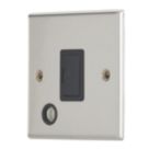 Contactum iConic 13A Unswitched Fused Spur & Flex Outlet  Brushed Steel with Black Inserts