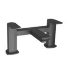 Aqualisa Downtown Black 121mm Deck Mounted Lever 2 Tap Holes Bath Pillar Tap