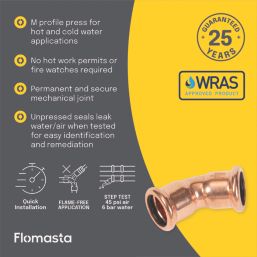 Flomasta  Copper Press-Fit Equal 45° M-Profile Elbows 22mm 2 Pack