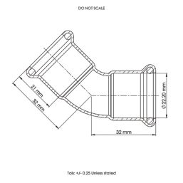 Flomasta  Copper Press-Fit Equal 45° M-Profile Elbows 22mm 2 Pack