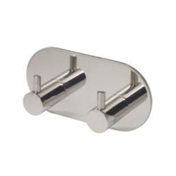 Eclipse 2-Hook Coat Rail Polished Stainless Steel 96mm x 48mm