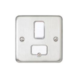 MK Contoura 13A Switched Fused Spur  Brushed Stainless Steel with White Inserts