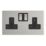 Contactum Lyric 13A 2-Gang DP Switched Socket Outlet Brushed Steel  with Black Inserts