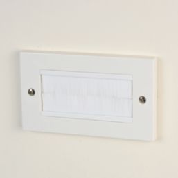 Labgear 2-Gang Brush 4-Module Modular Faceplate White