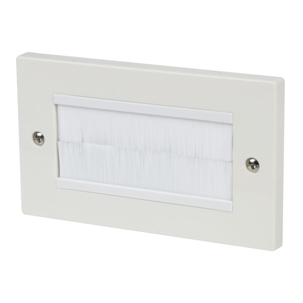 Labgear 2-Gang Brush 4-Module Modular Faceplate White - Screwfix