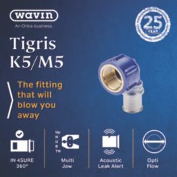 Wavin Tigris  Multi-Layer Composite Press-Fit Adapting 90° BSP Female Elbow 0.75" x 20mm 10 Pack