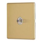 Contactum Lyric 1-Gang F-Type Satellite Socket Brushed Brass with White Inserts