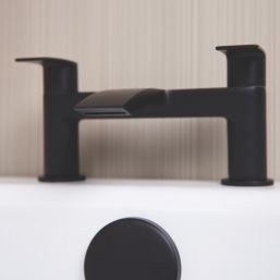 ETAL Spear Matt Black 123mm Deck Mounted Lever 2 Tap Holes Bath Mixer Tap