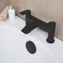 ETAL Spear Matt Black 123mm Deck Mounted Lever 2 Tap Holes Bath Mixer Tap