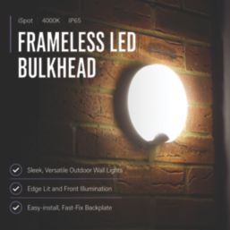 Brackenheath iSpot Frameless Outdoor Round LED Bulkhead Light Black 8.5W 1150lm