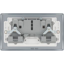 British General   13A 2-Gang DP Switched Metal Clad Power Socket  with White Inserts