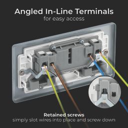 British General   13A 2-Gang DP Switched Metal Clad Power Socket  with White Inserts