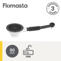Flomasta Sink Strainer Matt Black 90mm