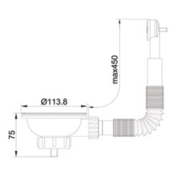 Flomasta Sink Strainer Matt Black 90mm