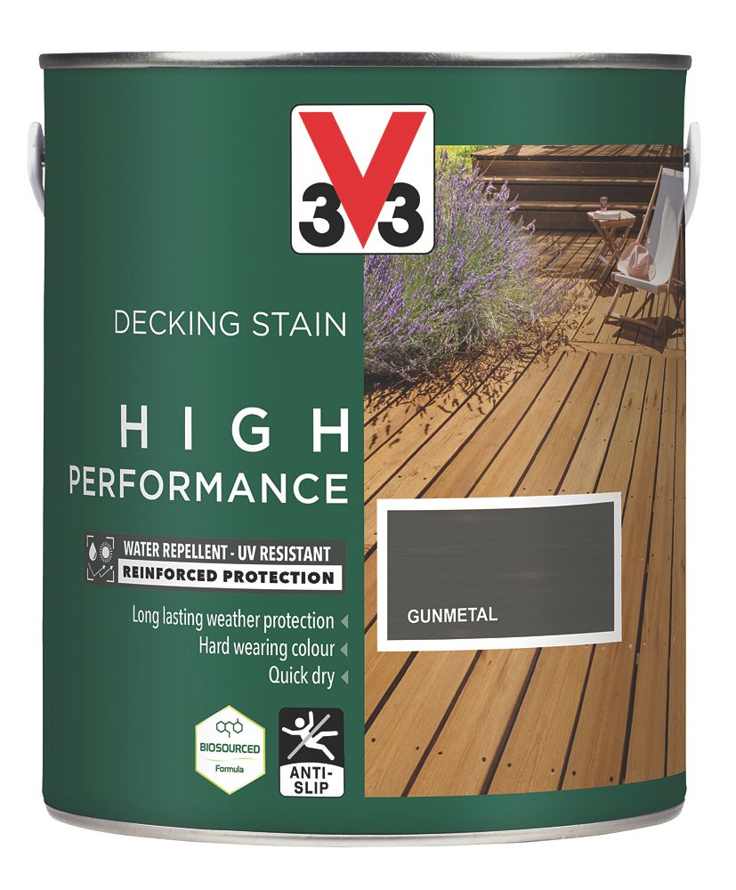V33 2.5Ltr Gunmetal Anti Slip Decking Stain Screwfix