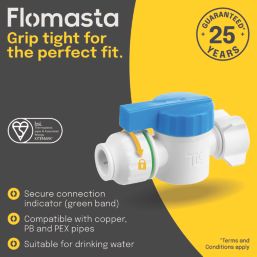 Flomasta Straight Service Tap Valve 15mm x 1/2"