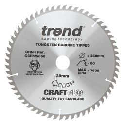 Trend CraftPro Wood Circular Saw Blade 250mm x 30mm 60T