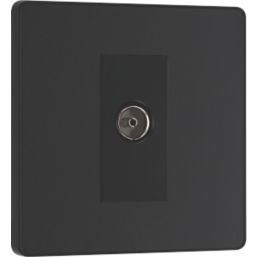 British General Evolve 1-Gang Coaxial TV / FM Socket Matt Black with Black Inserts