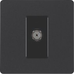 British General Evolve 1-Gang Coaxial TV / FM Socket Matt Black with Black Inserts