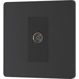 British General Evolve 1-Gang Coaxial TV / FM Socket Matt Black with Black Inserts