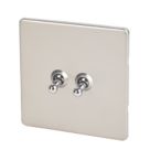 Varilight  10AX 2-Gang 2-Way Toggle Switch  Satin Chrome