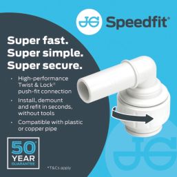 JG Speedfit  Plastic Push-Fit Equal 90° Stem Elbow 22mm